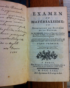 EXAMEN DU MATÉRIALISME; OU RÉFUTATION DU SYSTÈME DE LA NATURE. (2 volumes). BERGIER