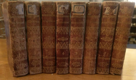 Voyages du jeune Anacharsis en Grèce, vers le milieu du quatrième siècle avant l'ère vulgaire. 8 volumes. J.J. Barthelemy