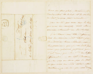 LETTRE AUTOGRAPHE signée "Z. Ctesse Du Cayla", adressée à "Monsieur Robicher, à Estrée par Aire-sur-la-Lys, Dépt. du Pas-de-Calais", localisée et datée "St Ouen, 21 juin [1828]". 