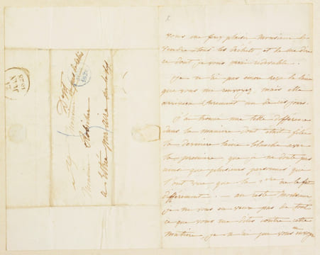 LETTRE AUTOGRAPHE signée "Z. Ctesse Du Cayla", adressée à "Monsieur Robicher, à Estrée par Aire-sur-la-Lys, Dépt. du Pas-de-Calais", localisée et ...