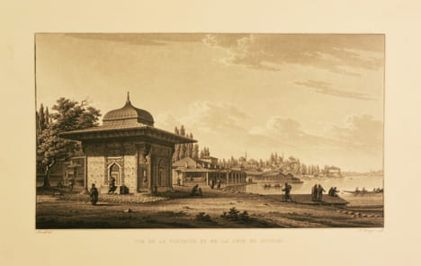 PROMENADES PITTORESQUES DANS CONSTANTINOPLE ET SUR LES RIVES DU BOSPHORE, suivies d'une notice sur la Dalmatie. [3 volumes de texte et un atlas].. ...