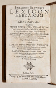 LEXICON HEBRAICUM & CHALDAICUM complectens omnes voces, tam primas quam derivatas, quae in Sacris Bibliis, Hebraeâ, & ex parte Chaldaeâ linguâ scriptis, extant : interpretationis fide, exemplorum biblicorum copiâ, Locorum plumimorum difficilium ex, [etc.]
