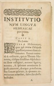 ROBERTO BELLARMINI POLITIANI. INSTITUTIONES LINGUAE HEBRAICAE, postremo recognitae, ac locupletatae. Huic editioni accesserunt Tabulae duae, quarum prima Hebraicae linguae praecipua elementa continet, altera vero omnium conjugationum Hebraicarum tam anomalarum, quam analogarum varietatem multiplicem ad simplicitatem facilimam revocatam, comprehendit.