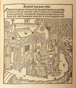 EXERCITIUM SUPER PATER NOSTER, suite de gravures avec légendes. Reproduction photographique d'une publication xylographique du XVe siècle. Notice par Benjamin Pifteau. 