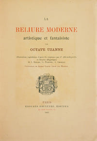 LA RELIURE MODERNE, artistique et fantaisiste. Illustrations reproduites d'après les originaux par P. Albert-Dujardin et dessins allégoriques de J. Adeline, G. Fraipont, A. Giraldon. Frontispice de Albert Lynch, gravé par Manesse.