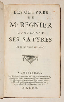 LES OEUVRES DE Mr RÉGNIER contenant ses Satyres et autres pièces de Poësie.. RÉGNIER (Mathurin).
