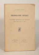BIBLIOGRAPHIE CRITIQUE DE L'HISTOIRE MUNICIPALE DE TOULOUSE DES ORIGINES A 1789. par LIMOUZIN-LAMOTHE (R.).