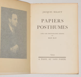 PAPIERS POSTHUMES. Avec une photographie inédite par MAN RAY. 