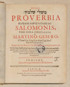 PROVERBIA REGUM SAPIENTISSIMI SALOMONIS, cum cura enucleata a Martino Geiero, [etc.].  par SALOMON - GEIER (Martin).  - Image 4