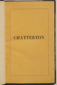CHATTERTON, drame.