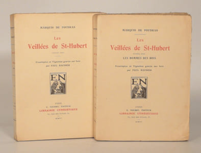 LES VEILLEES DE ST-HUBERT. Première série. - Deuxième série. Les Hommes des bois. Frontispice et vignettes gravés sur bois par Paul BAUDIER. [2 volumes].