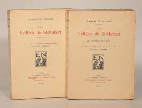 LES VEILLEES DE ST-HUBERT. Première série. - Deuxième série. Les Hommes des bois. Frontispice et vignettes gravés sur bois par Paul BAUDIER. [2 ...