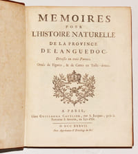 MÉMOIRES POUR L'HISTOIRE NATURELLE DE LA PROVINCE DE LANGUEDOC, divisées en trois parties. Ornés de figures, & de Cartes en taille-douce.