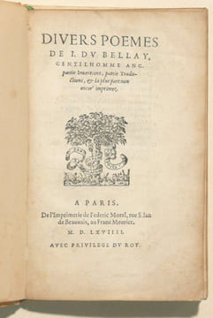 DIVERS POEMES, partie inventions, partie traductions & la plus part non encor' imprimez.. DU BELLAY (Joachim).