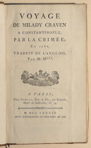 VOYAGE DE MILADY CRAVEN À CONSTANTINOPLE, par la Crimée, en 1786. Traduit de l'anglois, par M. D***[urand fils].