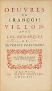 OEUVRES de François Villon : avec les remarques de diverses personnes. par VILLON (François). - Image 2
