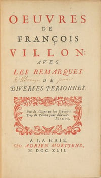 OEUVRES de François Villon : avec les remarques de diverses personnes.