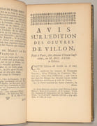 OEUVRES de François Villon : avec les remarques de diverses personnes. par VILLON (François). - Image 3