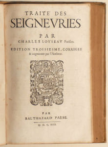 CINQ LIVRES DU DROIT DES OFFICES. [relié à la suite :] TRAITE DES SEIGNEURIES. [relié à la suite :] TRAITE DES ORDRES ET SIMPLES DIGNITEZ. [3 ouvrages].