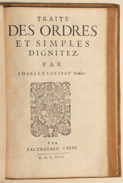 CINQ LIVRES DU DROIT DES OFFICES. [relié à la suite :] TRAITE DES SEIGNEURIES. [relié à la suite :] TRAITE DES ORDRES ET SIMPLES DIGNITEZ. [3 ...