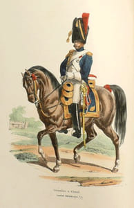 COLLECTION DES TYPES DE TOUS LES CORPS ET DES UNIFORMES MILITAIRES DE LA RÉPUBLIQUE ET DE L'EMPIRE. 50 PLANCHES coloriées comprenant les portraits de Bonaparte, premier consul ; de Napoléon, Empereur ; du prince Eugène, du Roi Murat et du Prince J. Poniatowski d'après les dessins de M. Hippolyte Bellangé.