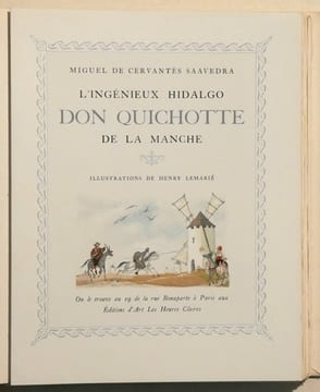 L'INGÉNIEUX HIDALGO DON QUICHOTTE DE LA MANCHE. Illustrations de Henry Lemarié. [4 volumes].. CERVANTES SAAVEDRA (Miguel de).