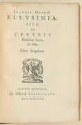 GRAECIA FERIATA. Sive, de festis Graecorum, libri VI. [&] ELEUSINIA. Sive, de cereris Eleusinae sacro, ac festo. Liber Singularis. [&] PANATHENAEA. Sive, de Minervae illo gemino festo, liber Singularis. par MEURSIUS (Johannes) - MEURS (Jean de). - Image 4