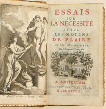 ESSAIS SUR LA NÉCESSITÉ ET SUR LES MOYENS DE PLAIRE.. MONCRIF (François-Augustin Paradis de).