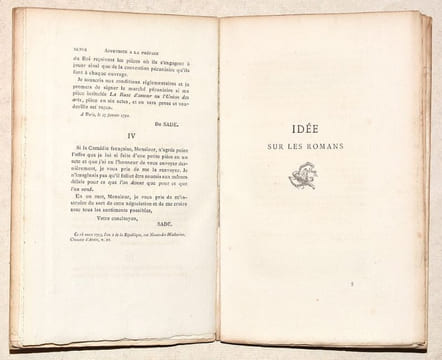 IDÉE SUR LES ROMANS. Publiée avec préface, notes et documents inédits par Octave Uzanne.. SADE (Marquis de).