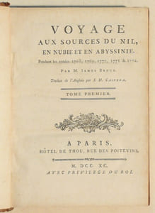 VOYAGE AUX SOURCES DU NIL, en Nubie et en Abyssinie, pendant les années 1768, 1769, 1770, 1771 & 1772. Traduit de l'anglais par J. H. Castéra. [4 volumes].