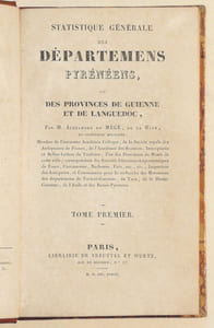 STATISTIQUE DES DÉPARTEMENS [sic] PYRÉNÉENS, des provinces de Guienne et de Languedoc. [2 volumes].