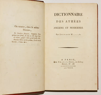 DICTIONNAIRE DES ATHÉES ANCIENS ET MODERNES.. MARÉCHAL (Sylvain) - LA LANDE (Jérôme de).