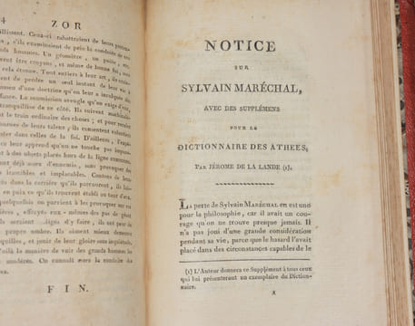 DICTIONNAIRE DES ATHÉES ANCIENS ET MODERNES.. MARÉCHAL (Sylvain) - LA LANDE (Jérôme de).