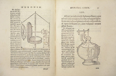 HERONIS ALEXANDRINI SPIRITALIUM LIBER. A Federico Commandino Urbinate, ex graeco, nuper in latinum conversus.. HÉRON D'ALEXANDRIE.