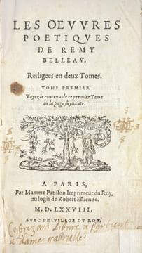 LES OEUVRES POÉTIQUES DE REMY BELLEAU. Rédigées en deux Tomes.. BELLEAU (Remy).