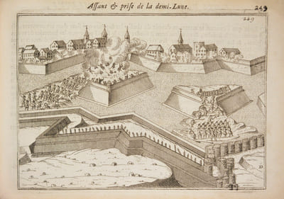 NOUVELLE ÉCOLE MILITAIRE, ou La fortification moderne, divisée en quatre parties, ornée de cent-cinquante planches gravées en taille-douce; [etc.].
