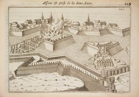 NOUVELLE ÉCOLE MILITAIRE, ou La fortification moderne, divisée en quatre parties, ornée de cent-cinquante planches gravées en taille-douce; [etc.].. ...