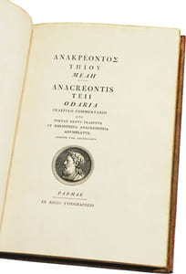 ANAKPÉONTOΣ THΪOY MÉЛH - Anacreontis teii odaria praefixo commentario quo poetae genus traditur et bibliotheca anacreonteia adumbratur. Additis var. Lectionibus.