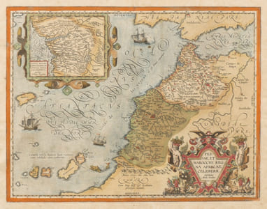 FESSAE, ET MAROCCHI REGNA AFRICAE CELEBERR. [Et] BARBARIAE ET BILEDULGERID, nova descriptio. [2 cartes XVIe du MAROC].            