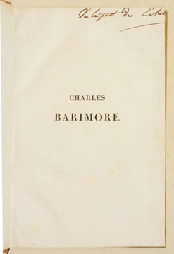 CHARLES BARIMORE.. [FORBIN (Auguste, comte de)].