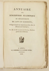 ANNUAIRE OU DESCRIPTION STATISTIQUE DU DÉPARTEMENT DU LOT ET GARONNE. 