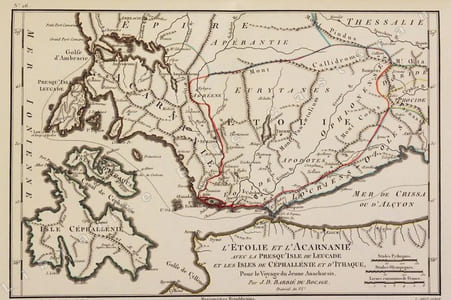 VOYAGE DU JEUNE ANACHARSIS EN GRÈCE, dans le milieu du quatrième siècle avant l'ère vulgaire. Quatrième édition. [7 volumes de texte et un atlas].