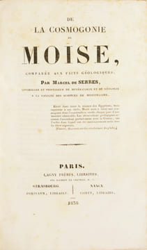DE LA COSMOGONIE DE MOÏSE, comparée aux faits géologiques.. SERRES (Marcel de).