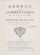 ABRÉGÉ DES COMMENTAIRES DE M. DE FOLARD SUR L'HISTOIRE DE POLYBE. Par M*** Mestre de Camp de Cavalerie. par POLYBE - FOLARD (Jean-Charles de). - Image 2