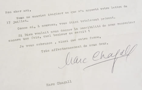 LETTRE TAPUSCRITE SIGNÉE.. CHAGALL (Marc).