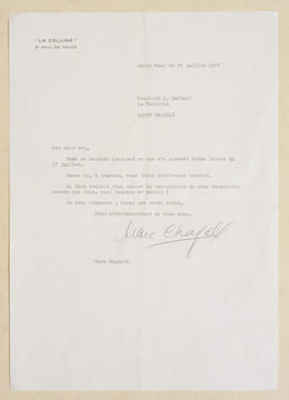LETTRE TAPUSCRITE SIGNÉE.. CHAGALL (Marc).