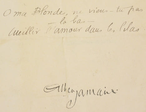 POÈME AUTOGRAPHE SIGNÉ intitulé "AUBADE".. SAMAIN (Albert).