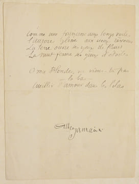 POÈME AUTOGRAPHE SIGNÉ intitulé "AUBADE".. SAMAIN (Albert).