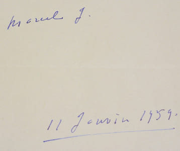 LETTRE AUTOGRAPHE SIGNÉE «11 janvier 1959 ».