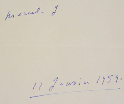 LETTRE AUTOGRAPHE SIGNÉE «11 janvier 1959 ».. JOUHANDEAU (Marcel).